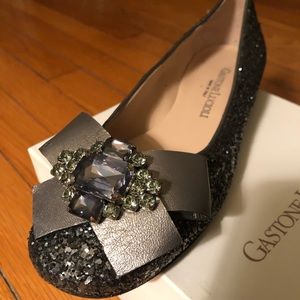 Gastone Lucioli Gray Glitter Ballet Flats